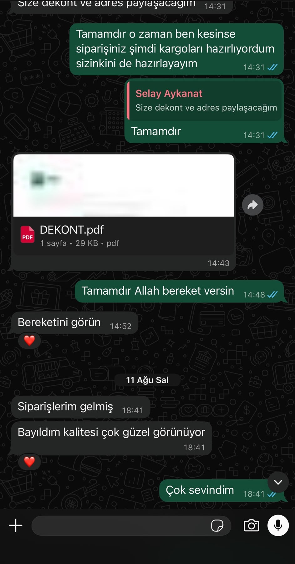 Müşteri memnuniyet mesajı 4
